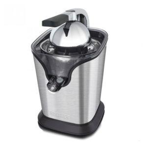 HEINRICHS Electric Stainless Steel Citrus Juicer with Flow Stop Function Professional Lever Arm Rustproof Universal Attachment for Citrus Fruits Pomegranate Press Juicer (92 Chrome 100 Watt) HZP 8692